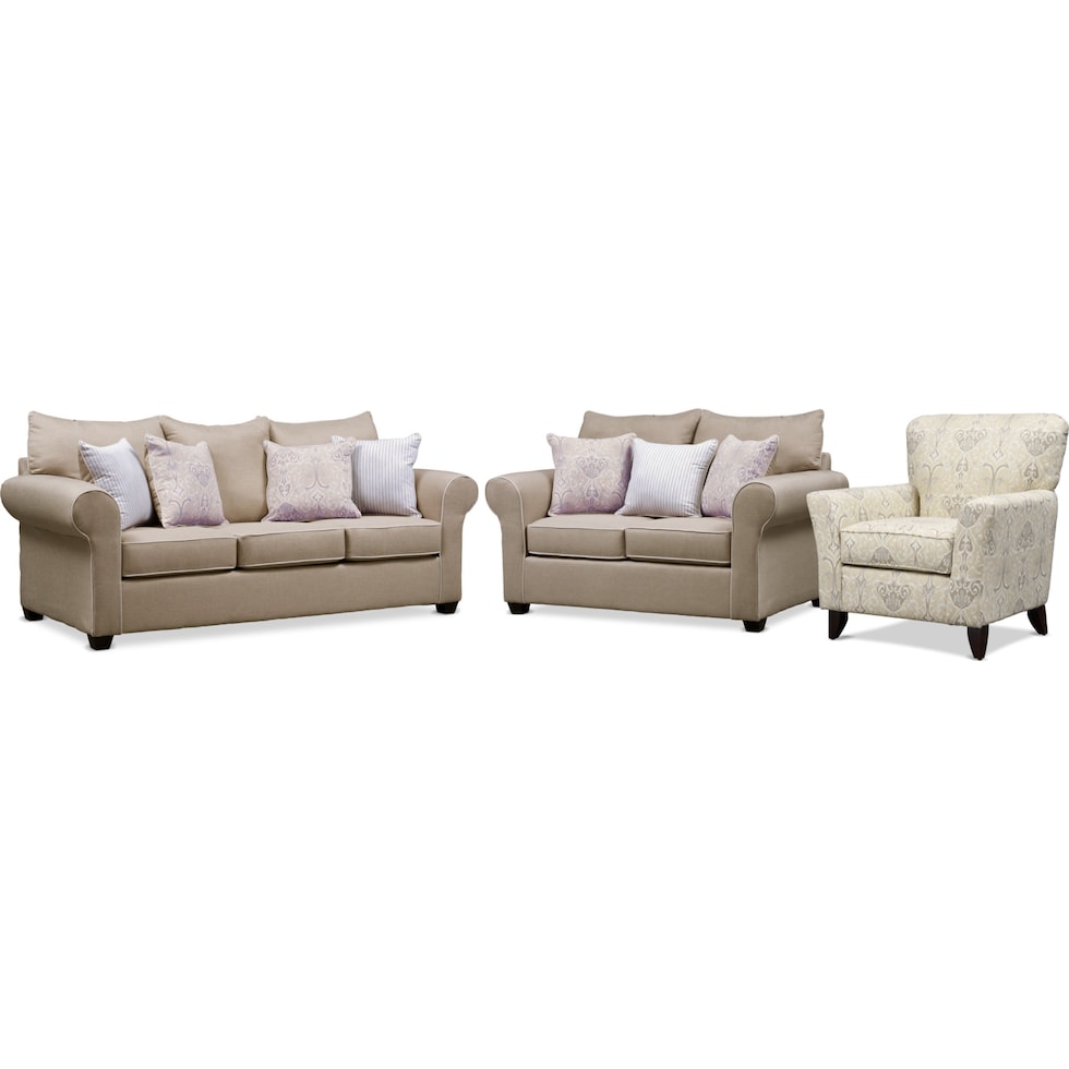 carla light brown  pc sleeper living room   