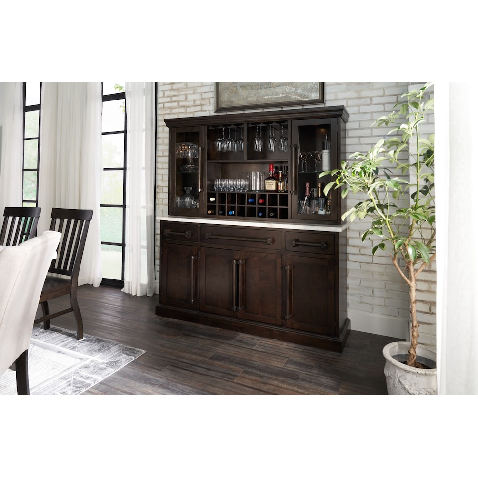 carlisle dark brown buffet and hutch   