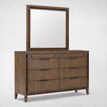 carter bedroom brown dresser and mirror   
