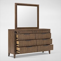 carter bedroom brown dresser and mirror   
