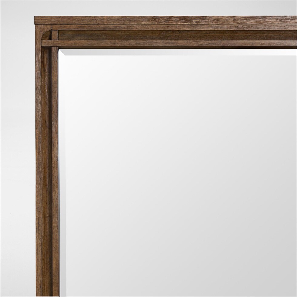 carter bedroom brown dresser and mirror   