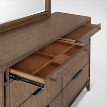 carter bedroom brown dresser and mirror   