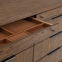 carter bedroom brown dresser and mirror   
