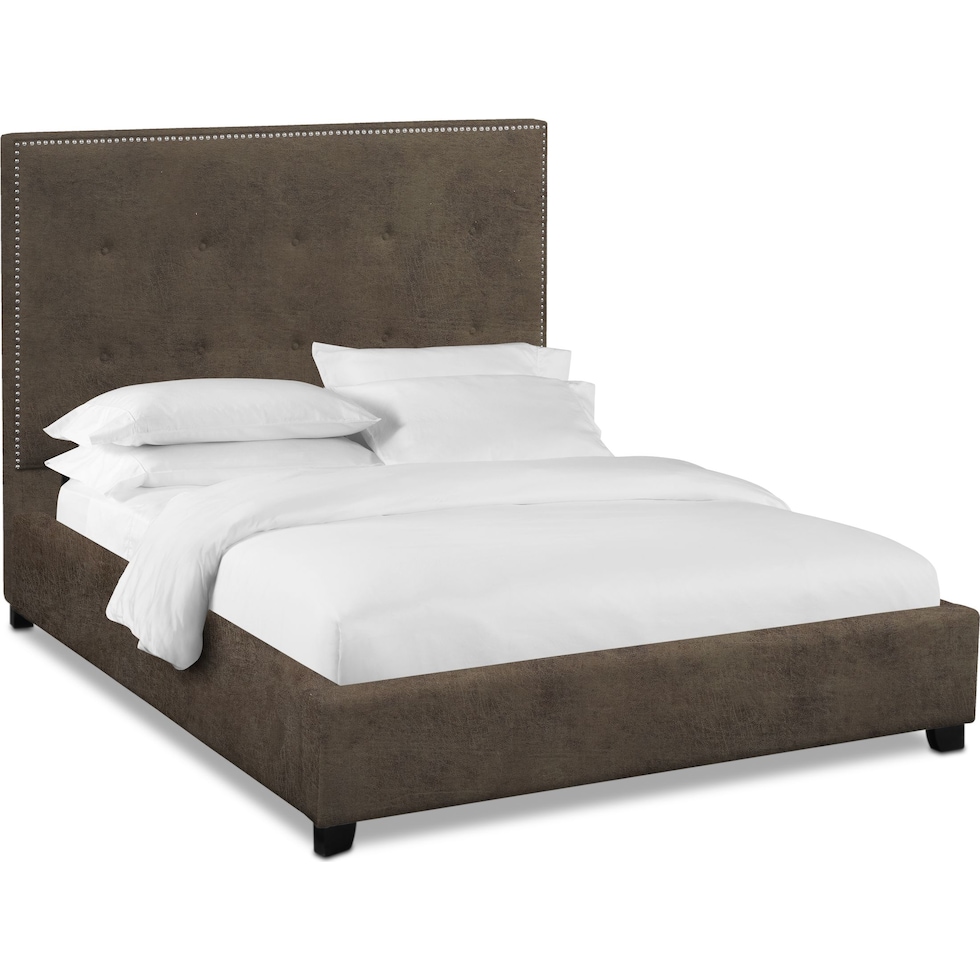 carter dark brown queen upholstered bed   