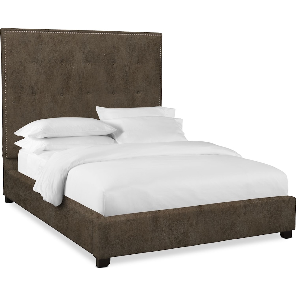 carter dark brown queen upholstered bed   