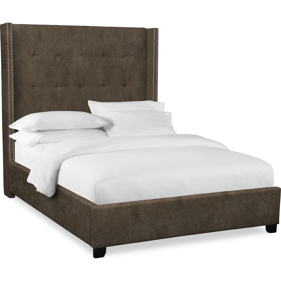 carter dark brown queen upholstered bed   