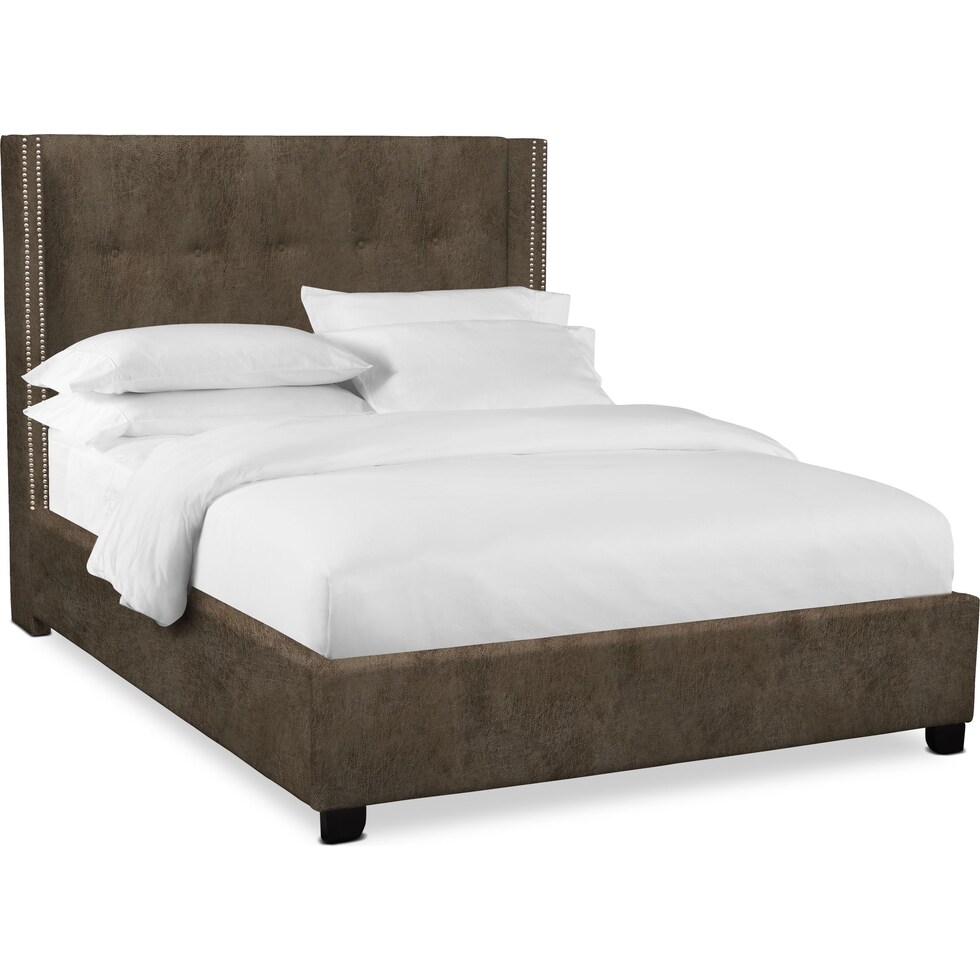 carter dark brown queen upholstered bed   