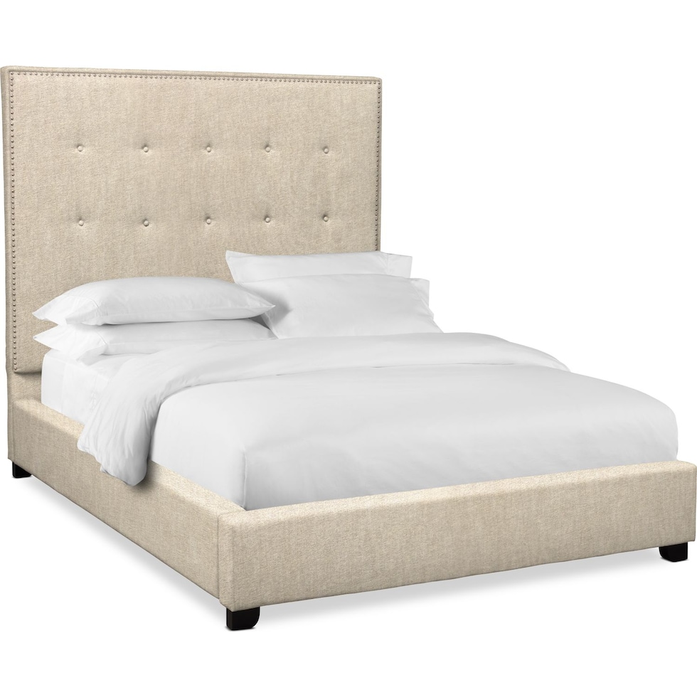 carter light brown king upholstered bed   