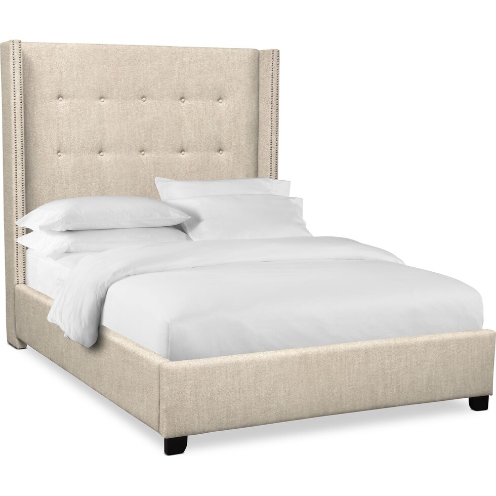 carter light brown king upholstered bed   