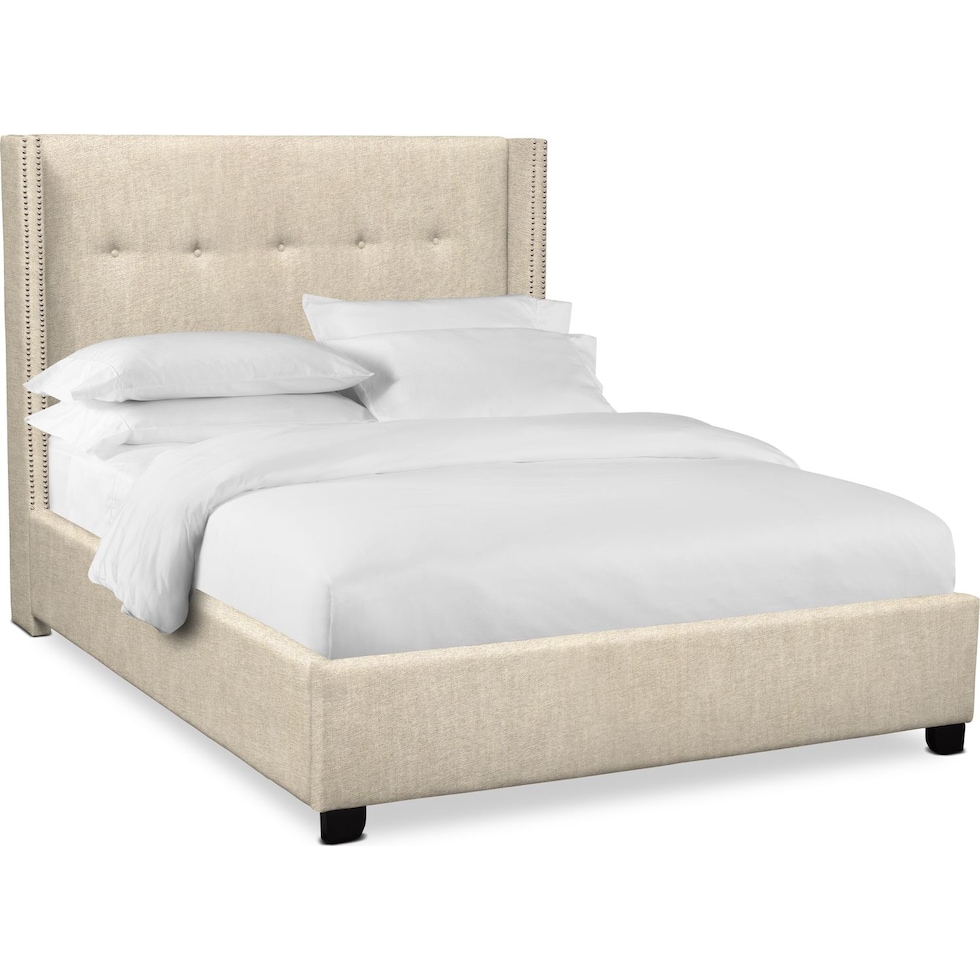 carter light brown king upholstered bed   