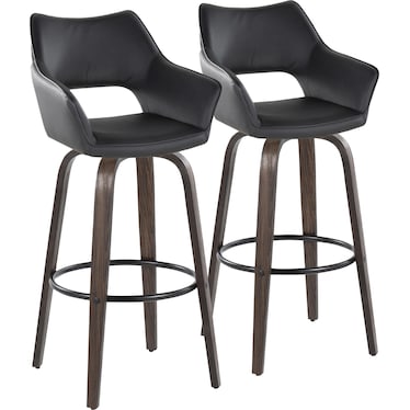 Casio Set of 2 Swivel Vegan Leather Bar Stools