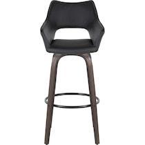 casio black vegan leather dark walnut bar stool   