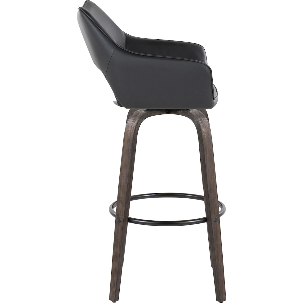 casio black vegan leather dark walnut bar stool   