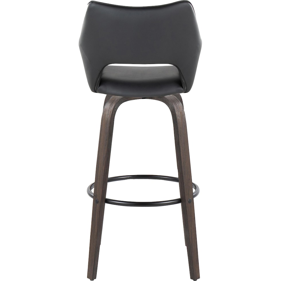 casio black vegan leather dark walnut bar stool   