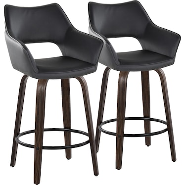 Casio Set of 2 Swivel Vegan Leather Counter-Height Stools