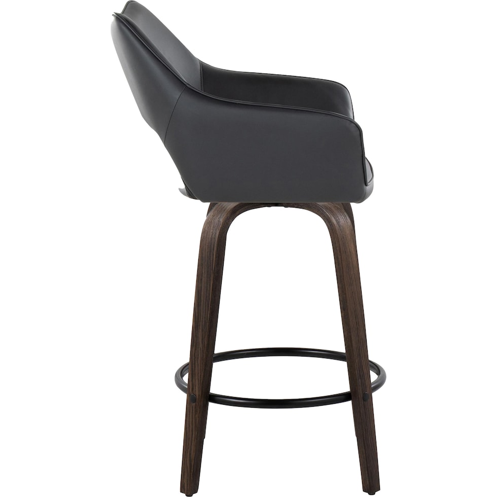 casio black vegan leather dark walnut counter height stool   