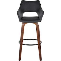 casio black vegan leather light walnut bar stool   