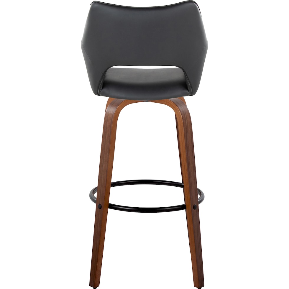 casio black vegan leather light walnut bar stool   