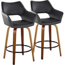 casio black vegan leather light walnut counter height stool   