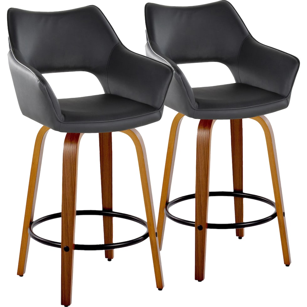 casio black vegan leather light walnut counter height stool   