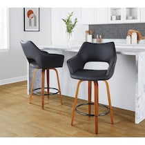 casio black vegan leather light walnut counter height stool   