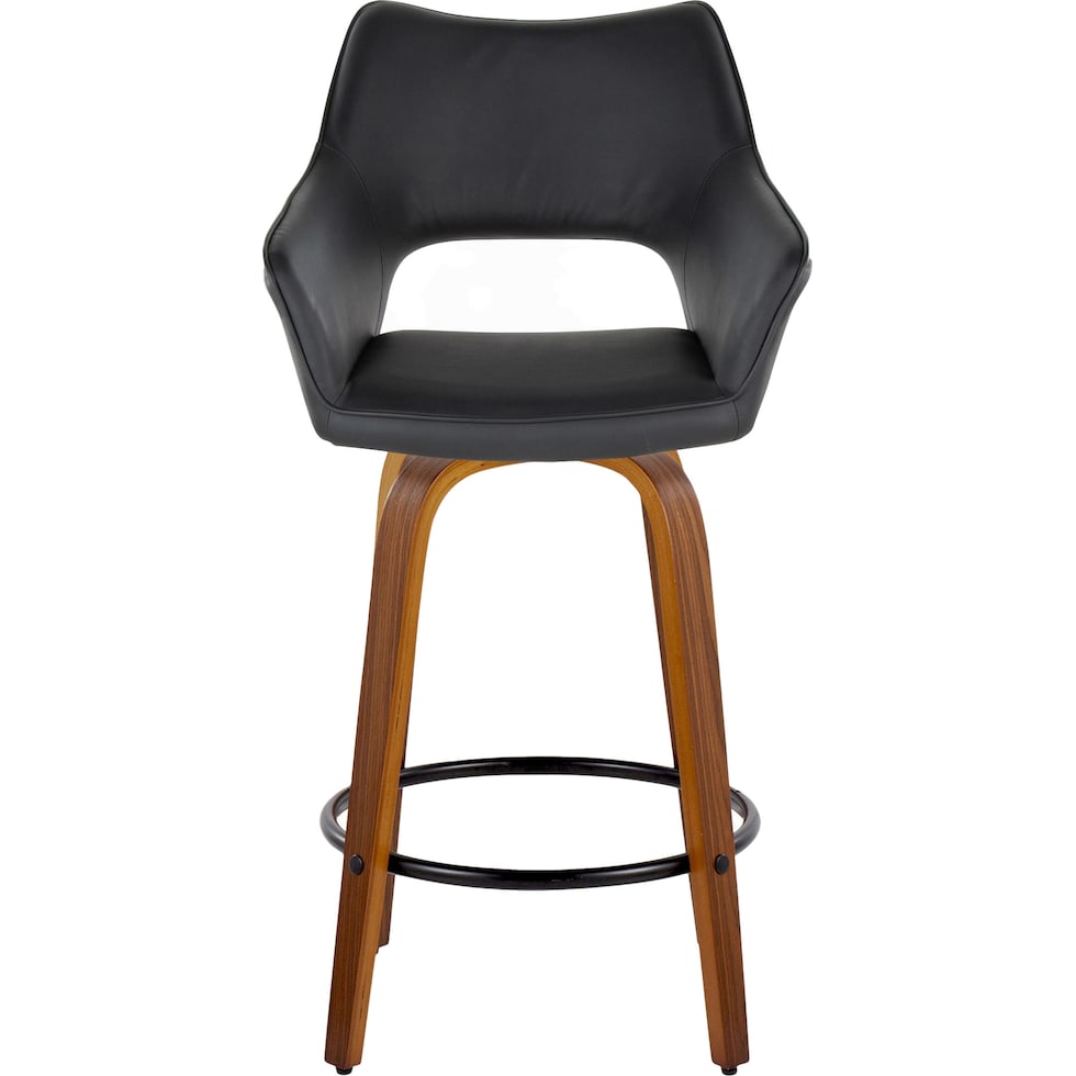 casio black vegan leather light walnut counter height stool   