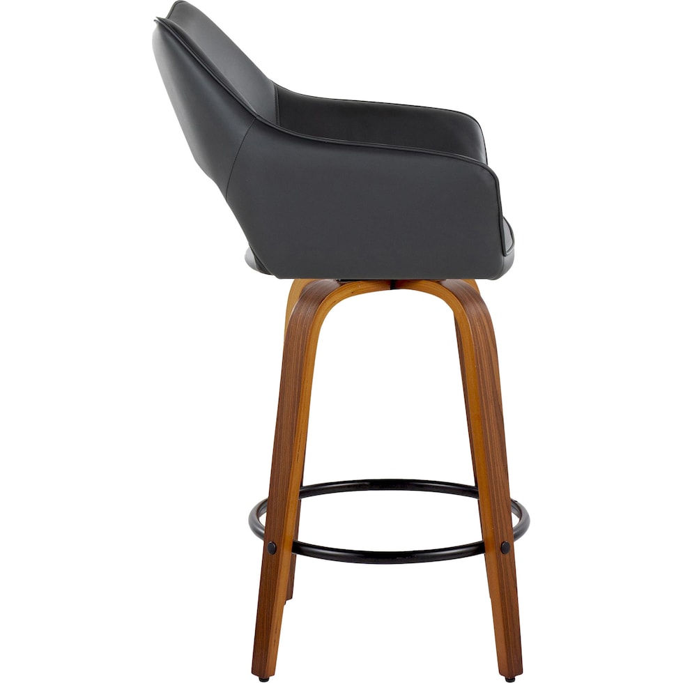 casio black vegan leather light walnut counter height stool   