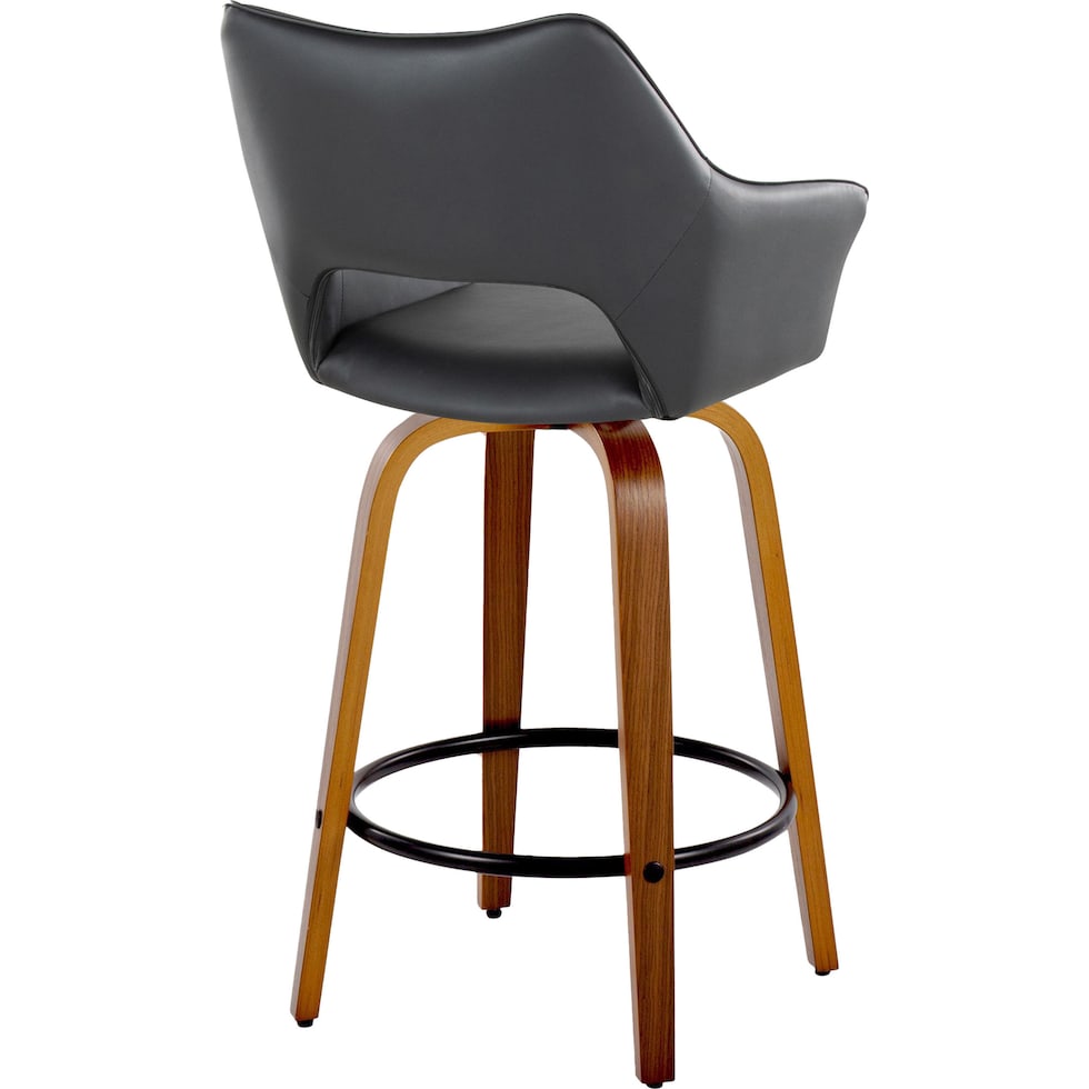 casio black vegan leather light walnut counter height stool   