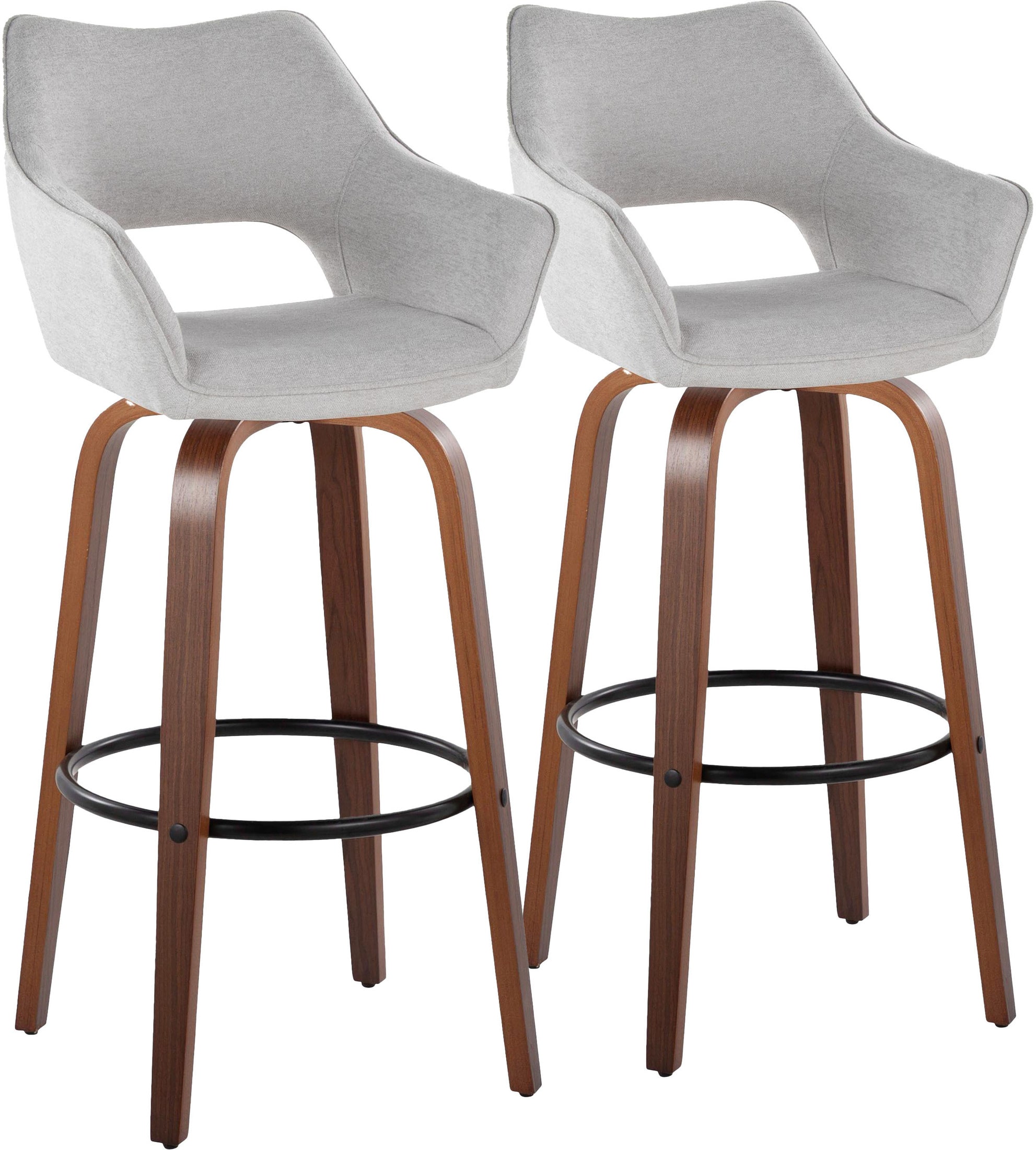 Casio Set of 2 Swivel Bar Stools Gray/Light Walnut Value City Furniture