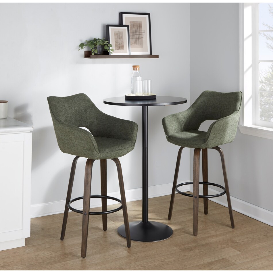 Casio Set of 2 Swivel Bar Stools Green/Dark Walnut Value City Furniture