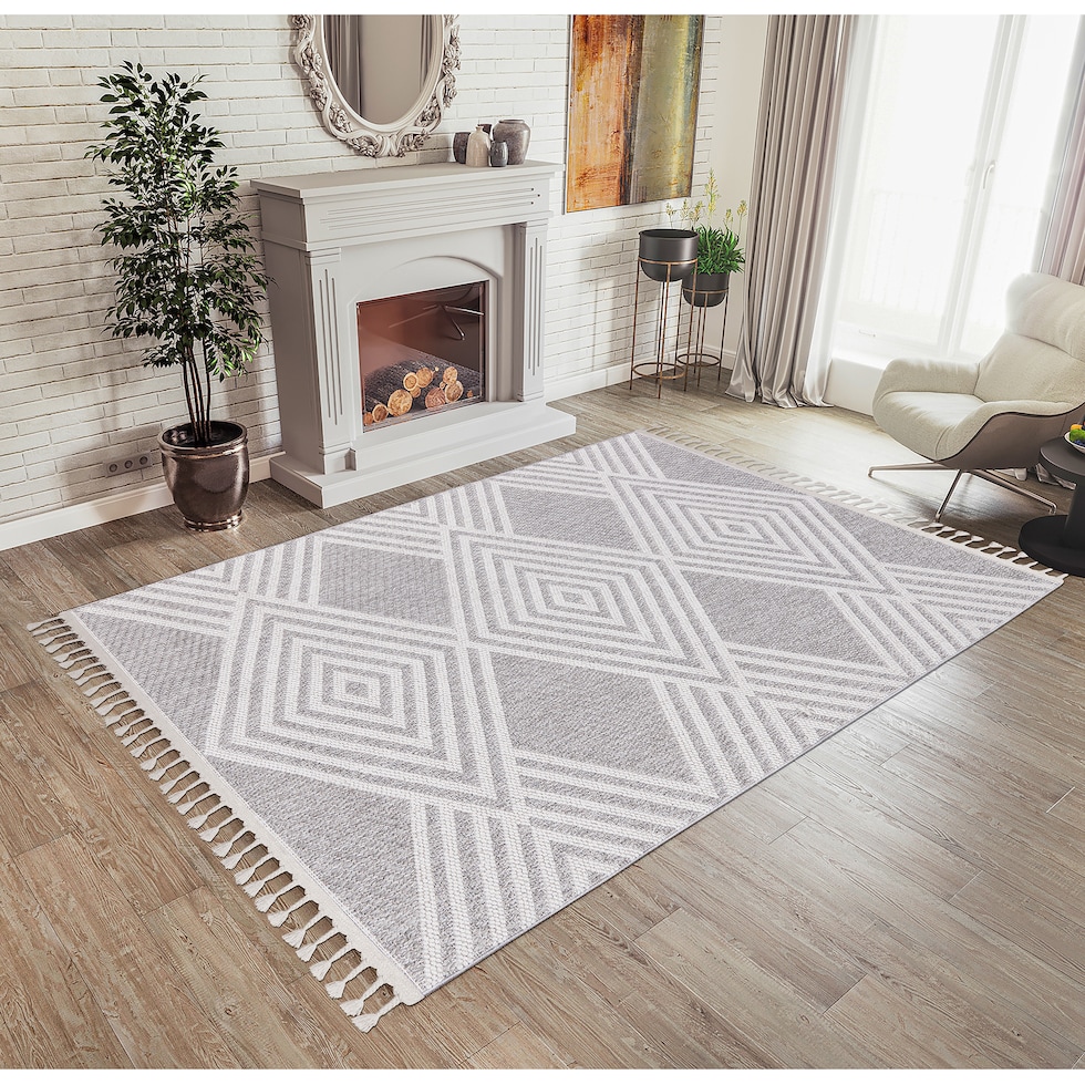 cassia gray white area rug  x    