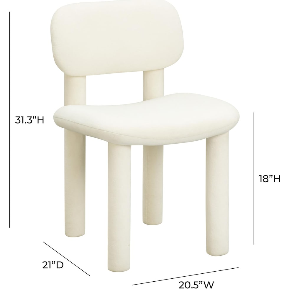 cassini ivory white velvet dining chair   