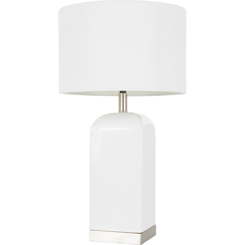 celie stainless white table lamp   