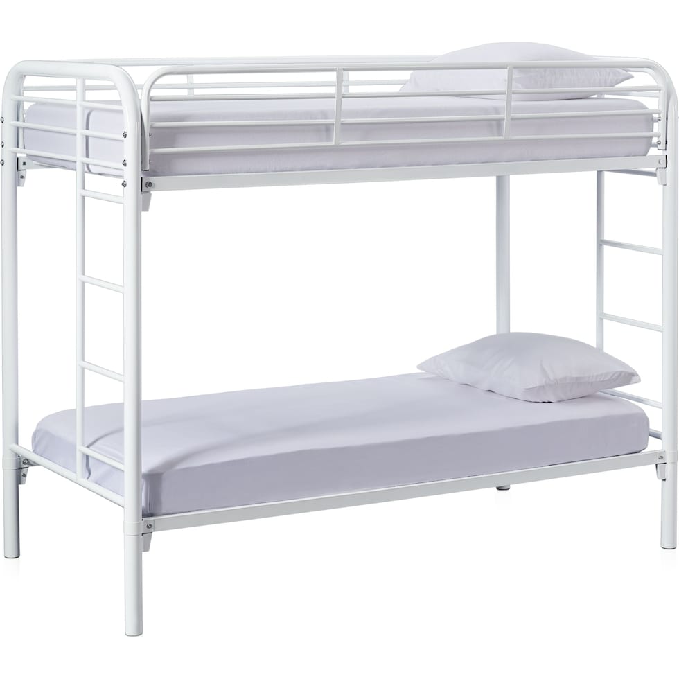 champ white twin over twin bunk bed   