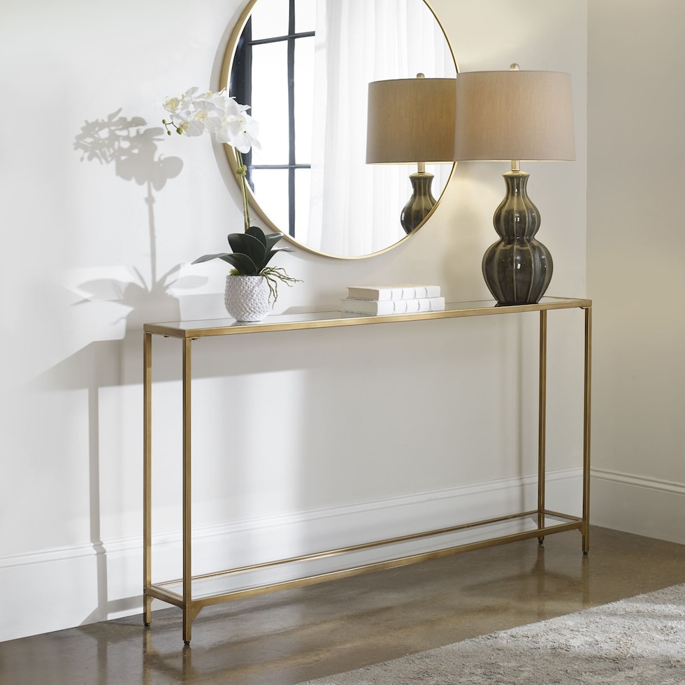chaplin gold console table   
