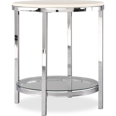 Charisma Marble End Table - Chrome and White