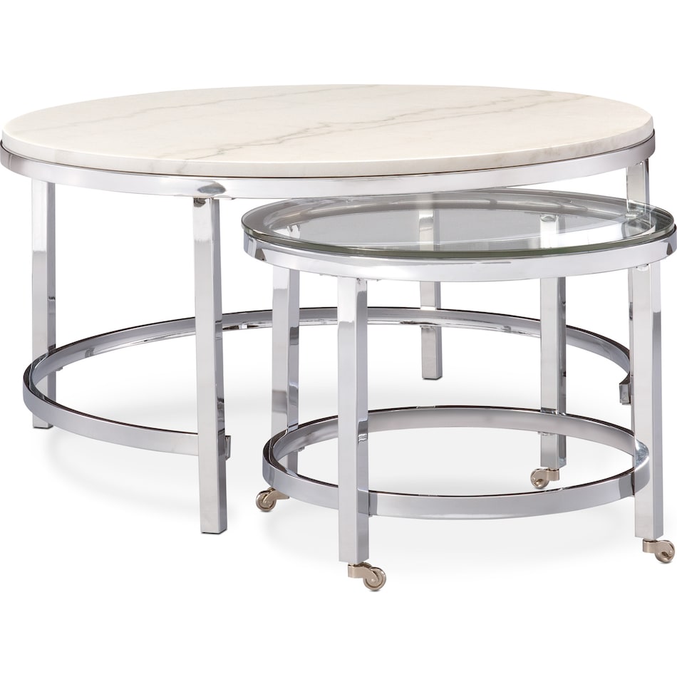 charisma chrome and white nesting coffee table   