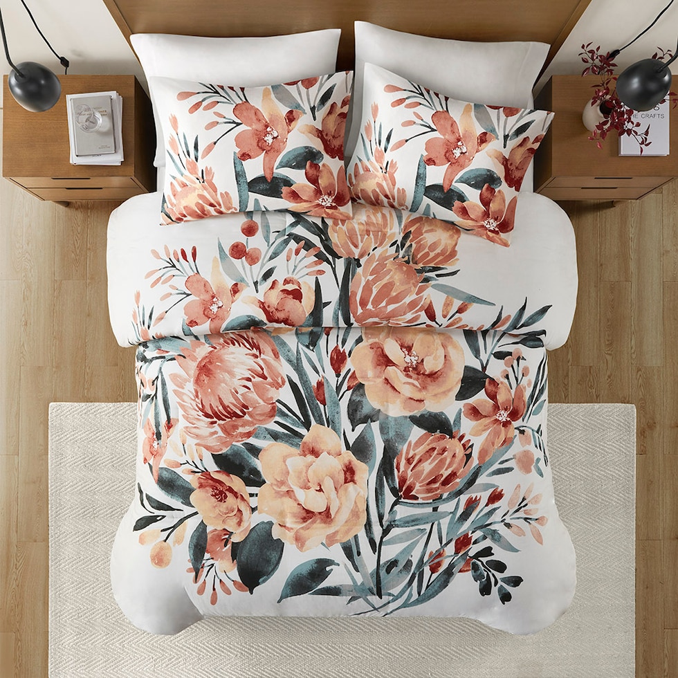 charleigh orange full queen bedding set   