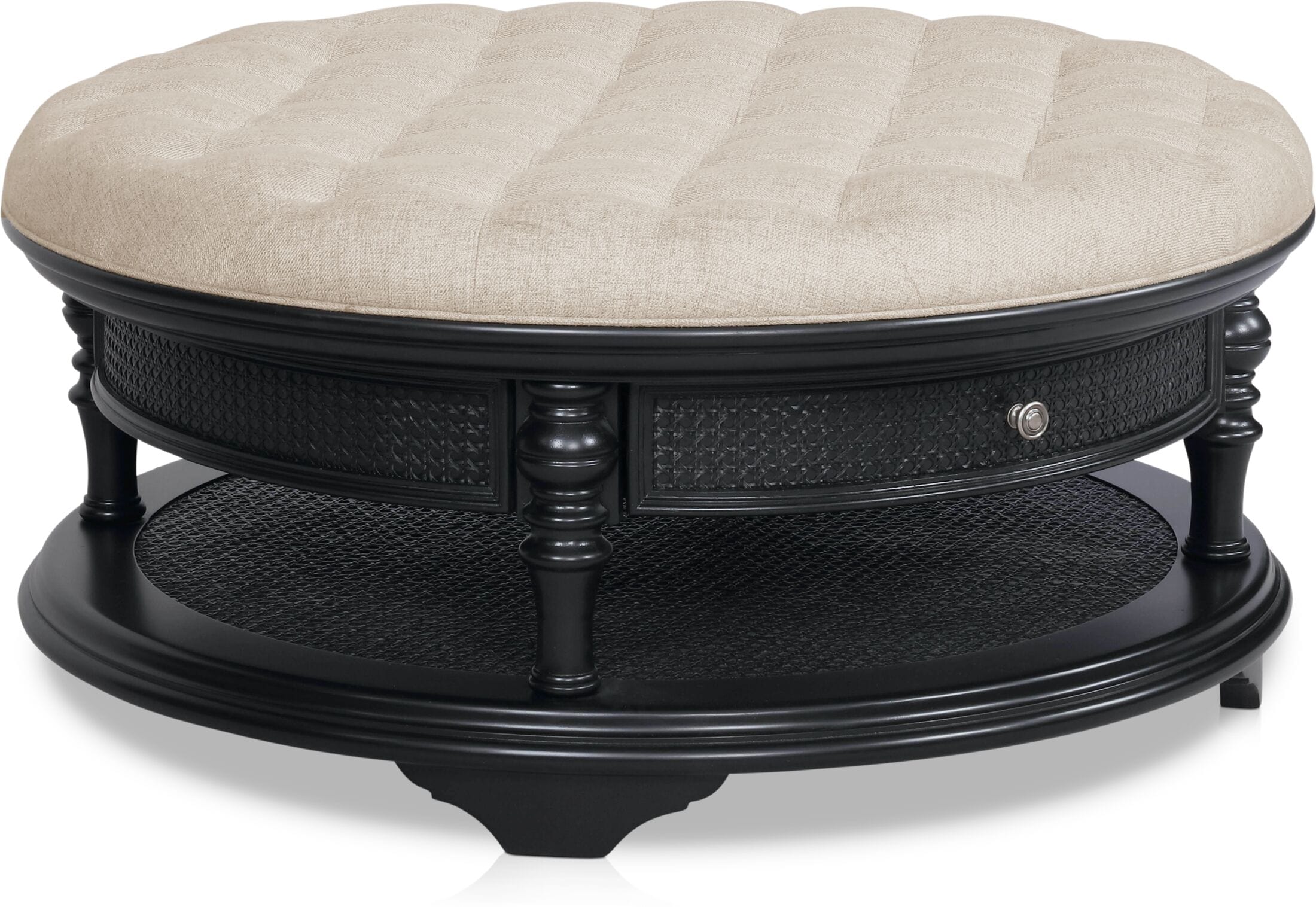 padded round coffee table