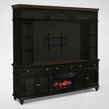 Charleston 94" Entertainment Wall with Fireplace