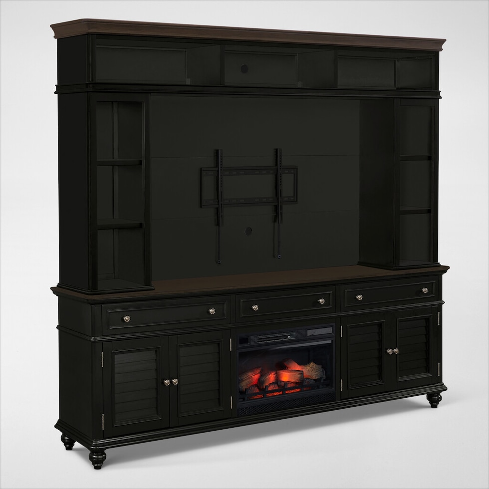 charleston black entertainment wall unit   