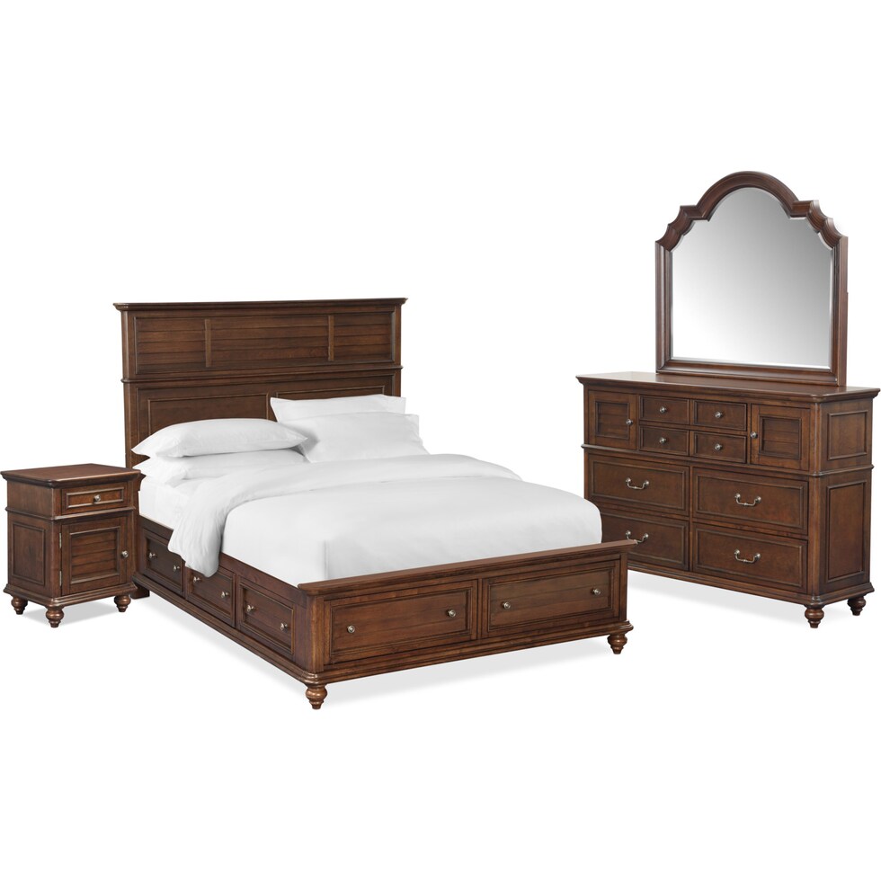 charleston dark brown  pc queen storage bedroom   