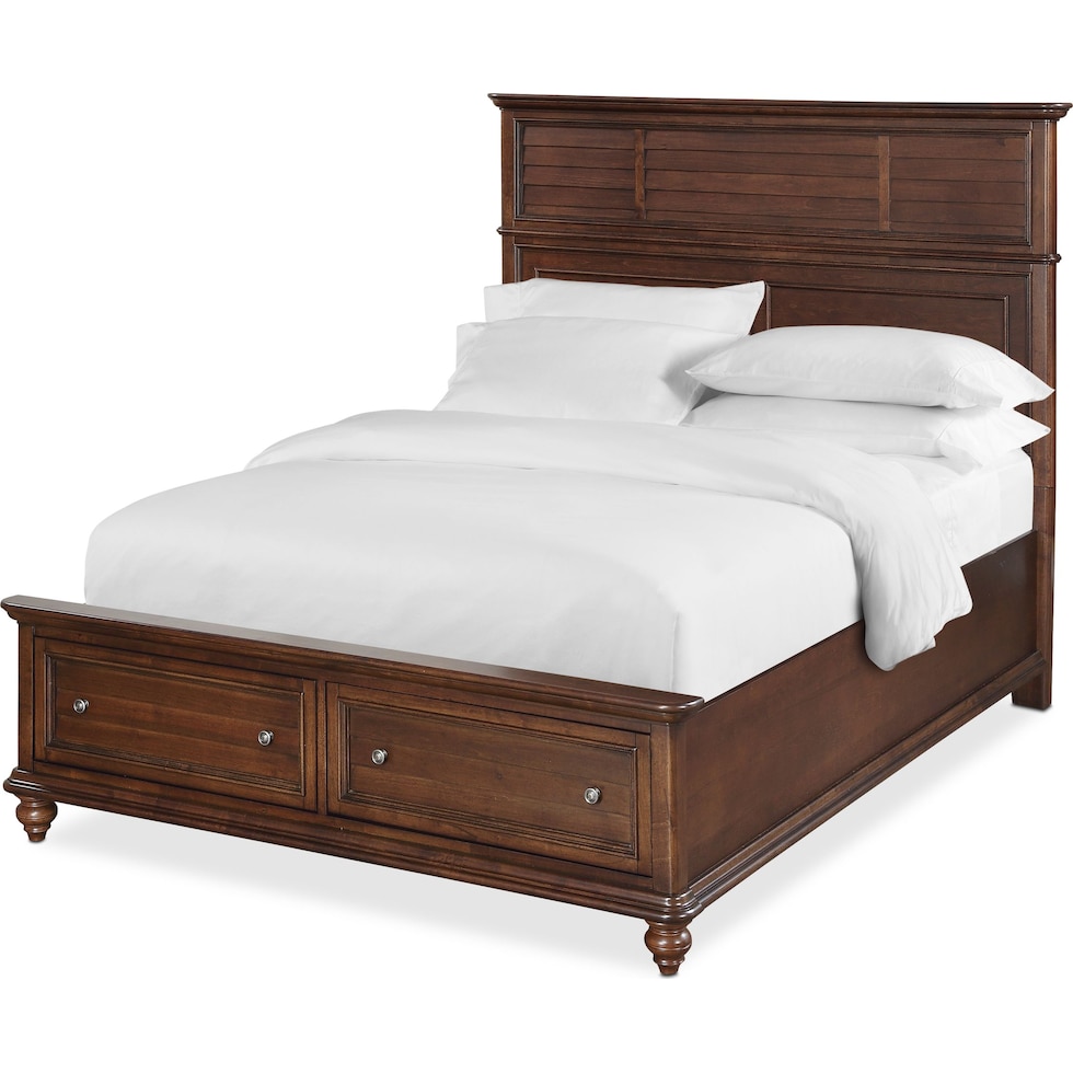 charleston dark brown queen storage bed   