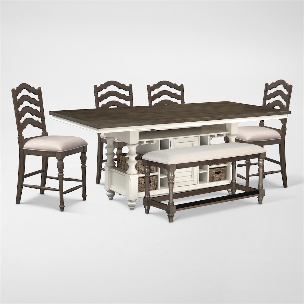 charleston gray  pc counter height dining room   