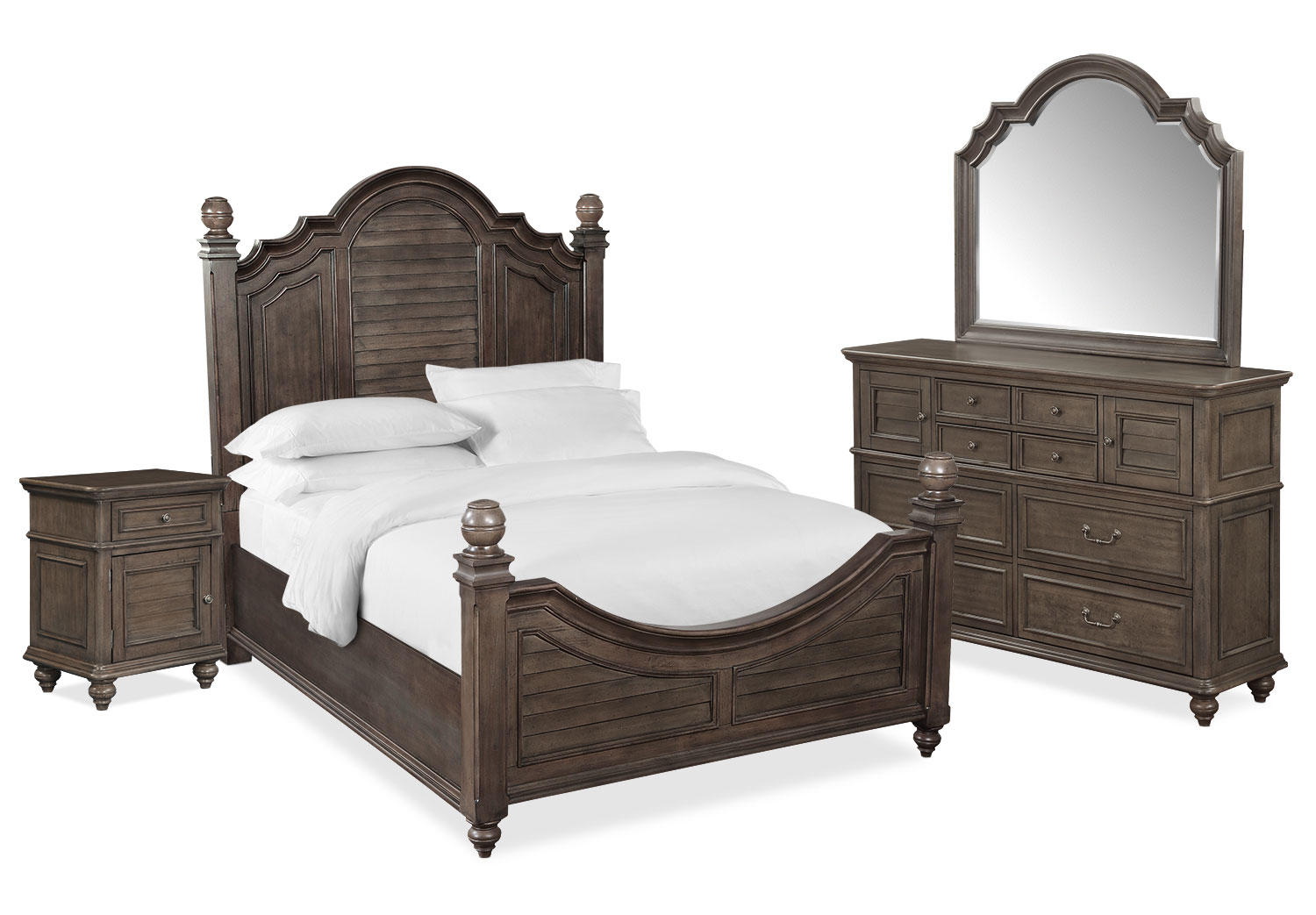 Charleston 6 Piece Poster Bedroom Set With Nightstand Dresser And Mirror Value City Furniture
