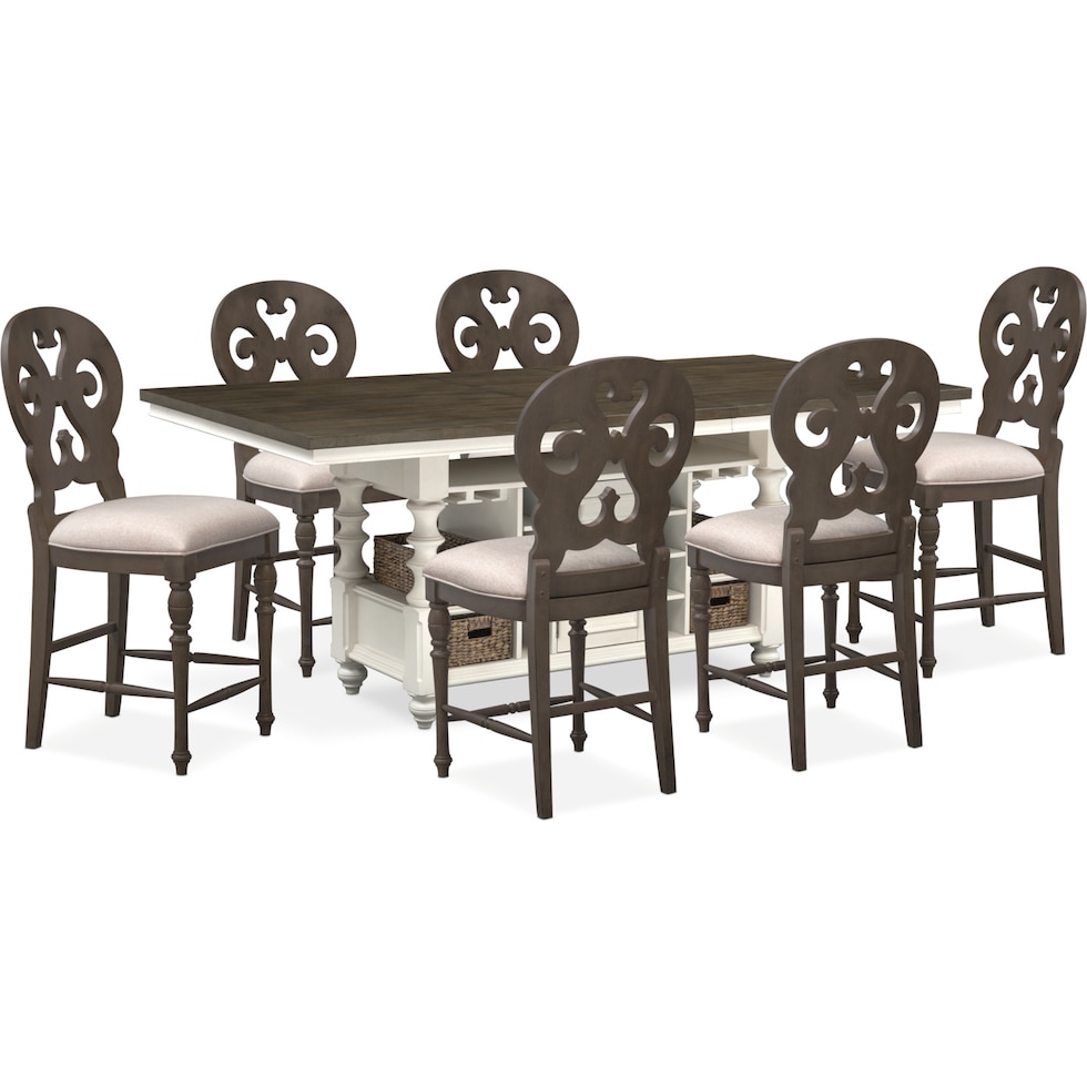 charleston gray  pc counter height dining room   