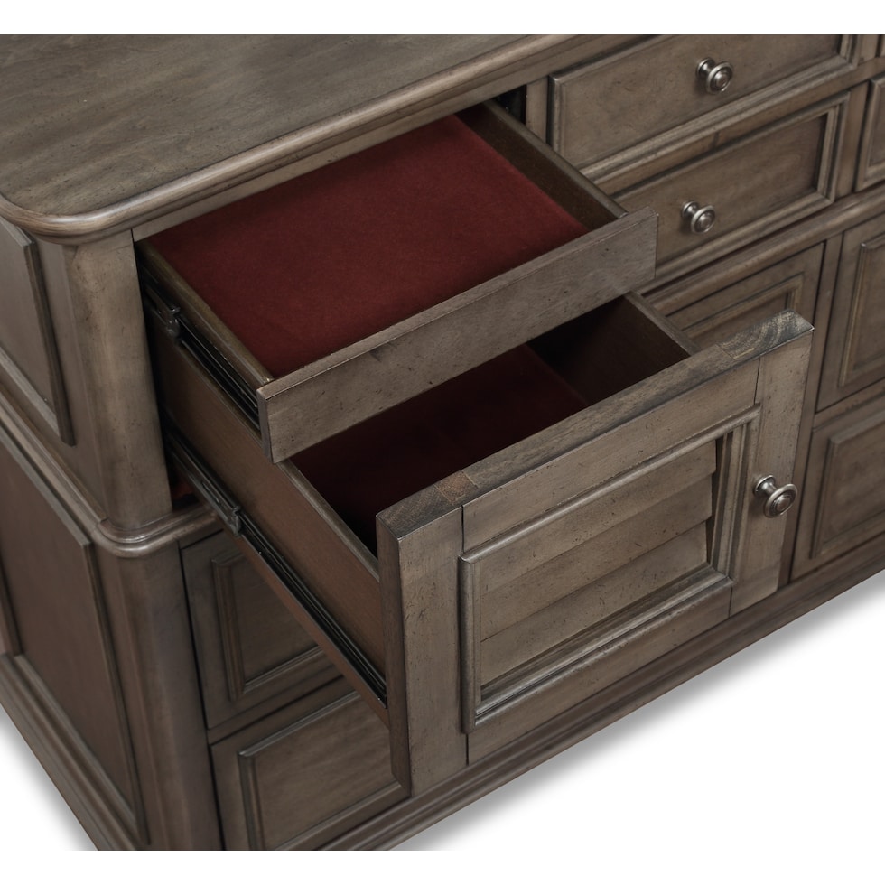 charleston gray dresser & mirror   