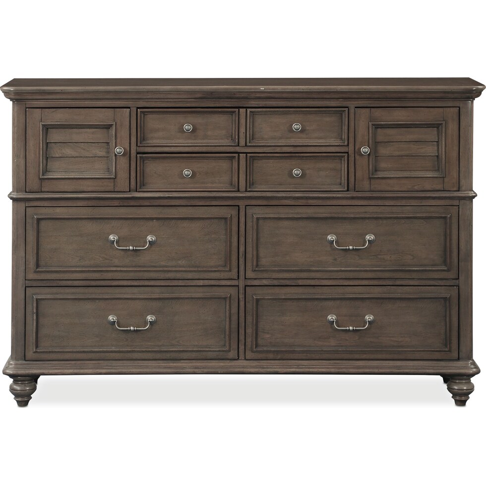 charleston gray dresser & mirror   