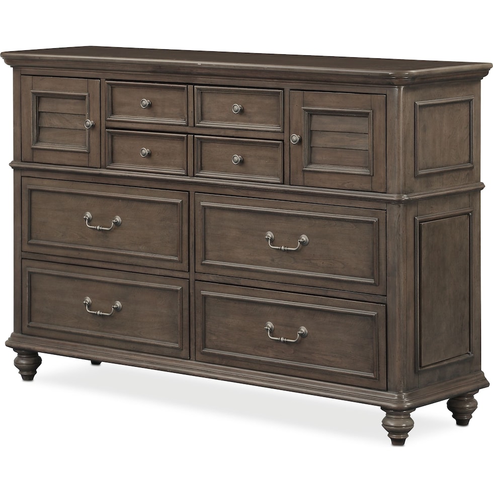 charleston gray dresser & mirror   
