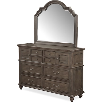 Charleston Dresser and Mirror - Gray